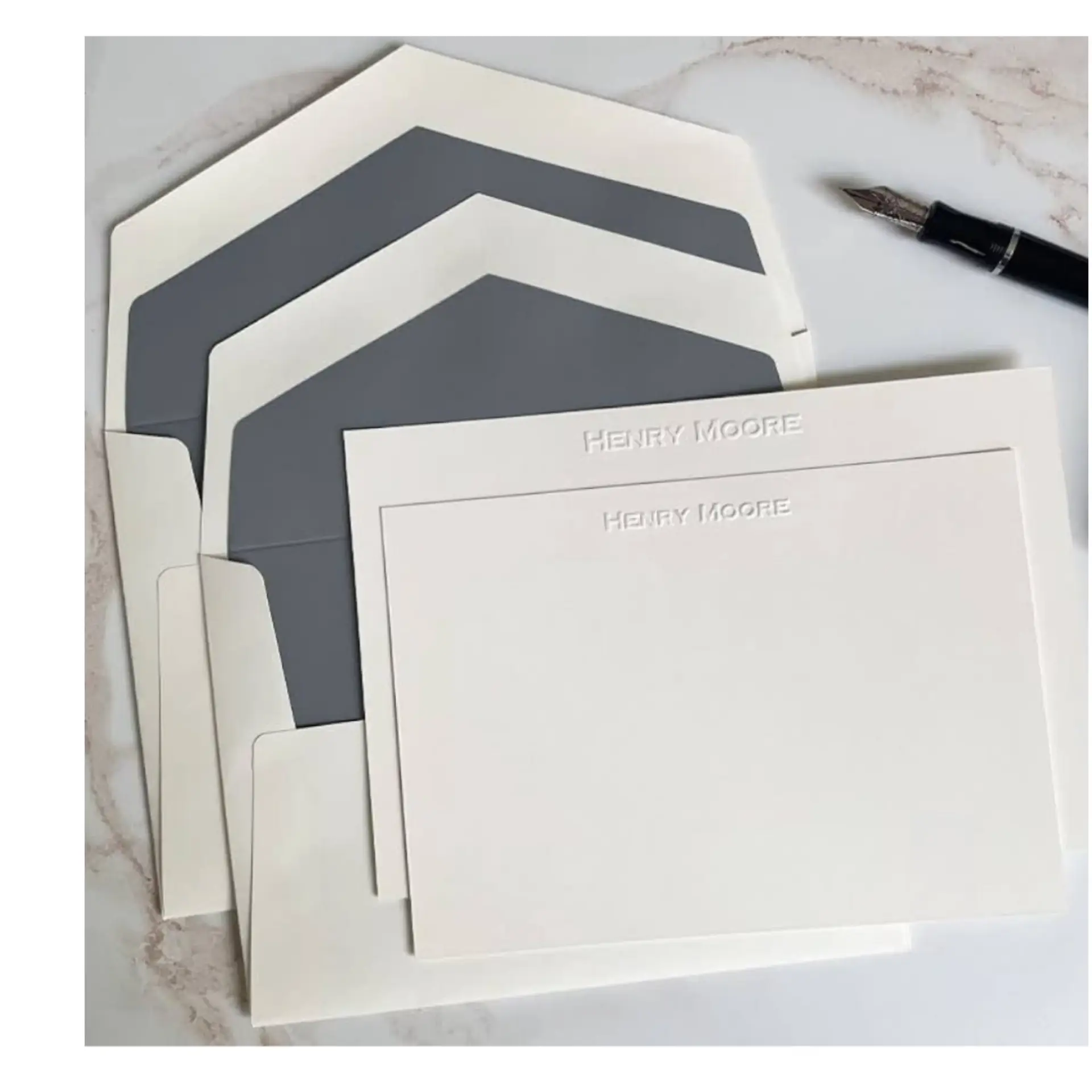 personalized embossed staionery set